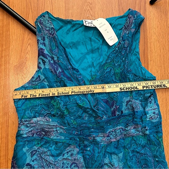 CAITE WOMAN Top Sleeveless Size 1X Blue Paisley Print Babydoll Fairy Whimsy NEW - Picture 10 of 11